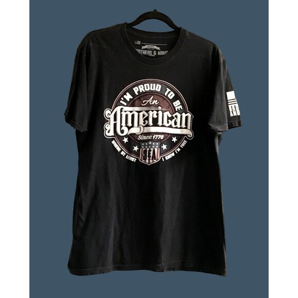 BROTHERS & ARMS- MENS BLACK COTTON GRAPHIC CREW NECK SHORT SLEEVE T-SHIRT SIZE L